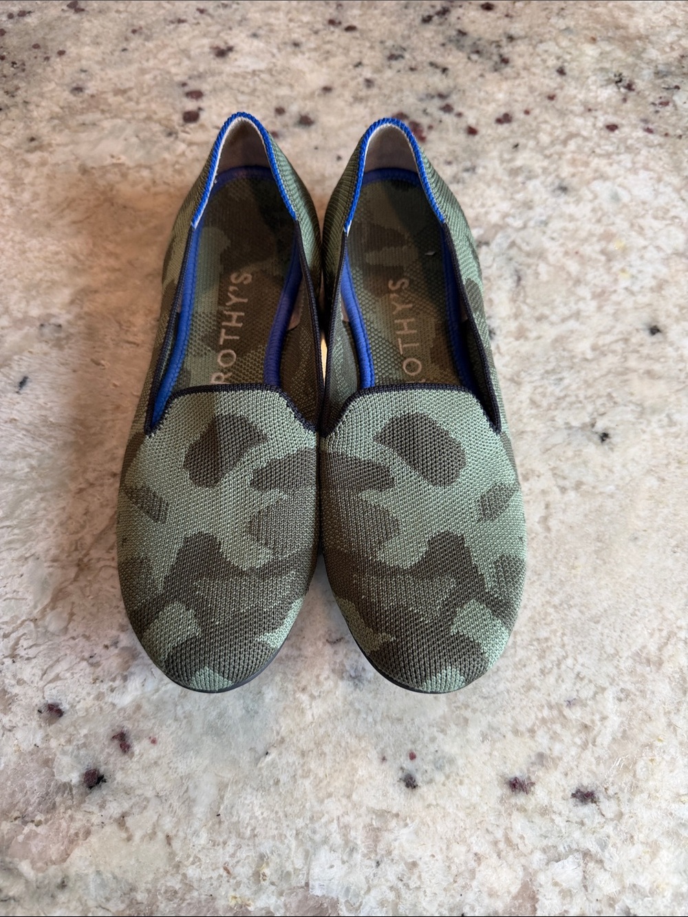 Rothy's Olive Green Camo Slip-On Flats